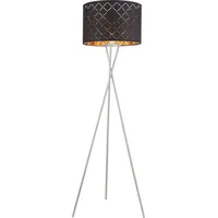 GLOBO LED Stehleuchte, 3 Bein, Textil schwarz gold, DxH