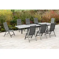Merxx Taviano Set 9-tlg 8 Klappsessel Auszieh-Gartentisch 200 (300)