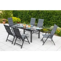 Merxx Taviano Set 7-tlg. 6 Klappsessel Gartentisch 140 (200)