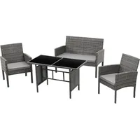Svita BROOKLYN XL Rattan-Essgruppe grau
