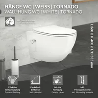 Luxebath Wand Hänge WC Spülrandlos mit Bidet-Funktion Weiß Keramik