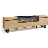 SKRAUT HOME Lowboard, Eiche Schwarz, Rechteckig, 200x57x35 cm, Wohnzimmer,