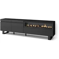 SKRAUT HOME TV-Schrank, Schwarz, Holzwerkstoff, Rechteckig, 35x57x200 cm, Wohnzimmer
