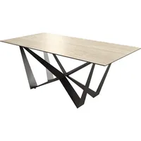 DeLife Esstisch Edge 200x100 Keramik Travertin Natur Spider Flachstahl