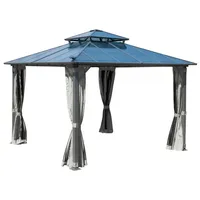 Brast Pavillon Pagode 3,5x3,5m Hellgrau mit Moskitonetz