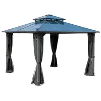 Brast Pavillon Pagode 3,5x3,5m dunkelgrau mit Moskitonetz