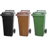 Proregal 2-Rad-Mülltonne MGB HDPE-Kunststoff 120 Liter Grau/Schwarz & Braun