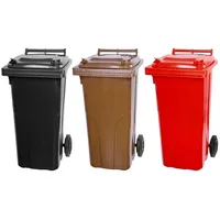 Proregal SuperSparSet 3x 2-Rad-Mülltonne Mgb HDPE-Kunststoff 120 Liter Grau/Schwarz