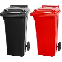 Proregal SuperSparSet 2x 2-Rad-Mülltonne Mgb HDPE-Kunststoff 120 Liter Grau/Schwarz