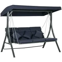 Das Outsunny Hollywoodschaukel Dunkelblau, Metall, 118x168x198 cm - schwarz,