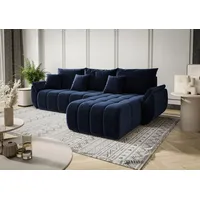 Fun Möbel Ecksofa Schlafsofa OSAKA Stoff Monolith Dunkelblau Ottomane