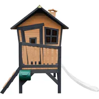 Axi Robin Spielhaus Anthrazit | Braun mit Rutsche Weiß.
