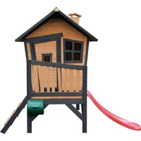 Axi Robin Spielhaus anthrazit | Braun mit roter Rutsche