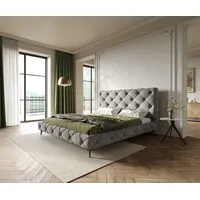 DeLife Polsterbettgestell Nayara 180x200 cm Mikrofaser Grau, Polsterbetten