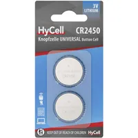 HyCell Lithium Knopfzellen CR2450 3V, 2 Stück, Lange Haltbarkeit,