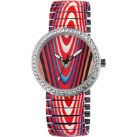 Excellanc Damenuhr mit Edelstahlzugarmband - Silber/Rot