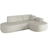 Altdecor Ecksofa Hellgrau, Textil, 3-Sitzer, L-Form Ottomane rechts, 234x163