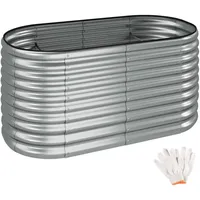 Tectake Hochbeet silber Metall, 160x80x80 cm, Gartenzubehör, Hochbeete