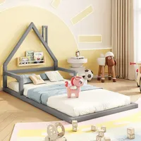SOFTWEARY Kinderbett mit Lattenrost, 90x200 cm, Hausbett, Bodenbett, Jugendbett,