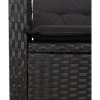 VidaXL 7-tlg. Garten-Essgruppe mit Kissen Schwarz Poly Rattan