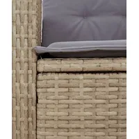 VidaXL 3-tlg. Garten-Essgruppe mit Kissen Beige Poly Rattan