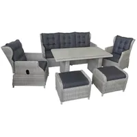 BellaVista "Canelli" Dininglounge Set, grau, Polyrattan, für 7 Personen