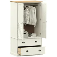 VidaXL Kleiderschrank VIGO Weiß 90x55x176 cm Massivholz Kiefer