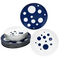 Mambocat Pula Tafelservice 12-tlg. dunkelblau gepunktet