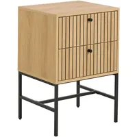 Actona GROUP Nachttisch Albany, Eiche-Optik, Lamellenfront, 2 Schubladen, B: