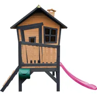 Axi Robin Spielhaus anthrazit | Braun mit Rutsche violett.