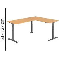 Hammerbacher XDSMW1916 elektrisch höhenverstellbarer Schreibtisch buche rechteckig, T-Fuß-Gestell grau