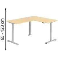 Hammerbacher XDSMW1612 elektrisch höhenverstellbarer Schreibtisch ahorn rechteckig, T-Fuß-Gestell silber
