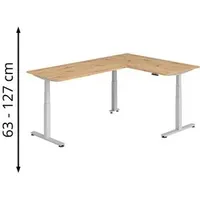 Hammerbacher XDSMW1616 elektrisch höhenverstellbarer Schreibtisch asteiche rechteckig, T-Fuß-Gestell silber