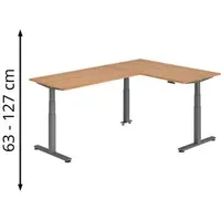 Hammerbacher XDSMW1616 elektrisch höhenverstellbarer Schreibtisch nussbaum rechteckig, T-Fuß-Gestell grau