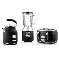 Westinghouse Retro Set, 4-Schlitz Toaster, Wasserkocher, Standmixer schwarz