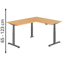 Hammerbacher XDSMW1612 elektrisch höhenverstellbarer Schreibtisch buche rechteckig, T-Fuß-Gestell grau