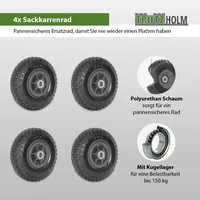 Baumarktplus 4x Sackkarrenrad PU-Rad 260x85 mm 3.00-4 60 mm