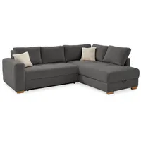 Luma-home ECKSOFA-DAUERSCHLÄFER Boxspring Federkerncouch Topper Stauraum Cord Grau Anthrazit