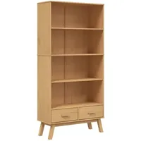 VidaXL Bücherregal OLDEN 4 Fächer Braun Massivholz Kiefer