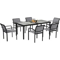 Outsunny Sitzgruppe 7 tlg. Essgruppe für 6 Personen Esstisch