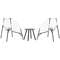 VidaXL Gartenstuhl-Set 3-tlg. Schwarz und Weiß Poly Rattan