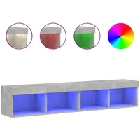 VidaXL TV-Schränke mit LED-Leuchten 2 Stk. Betongrau 80x30x30 cm