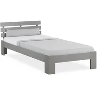 Homestyle4u Holzbett 90x200 mit Lattenrost in Grau Bett -