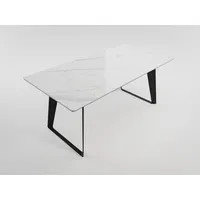 Magnolia home Esszimmertisch FLORINT 180x90cm weiße Keramikplatte schwarze Design-Tischkufen