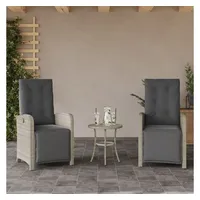 VidaXL Gartensessel mit Fußteil 2Stk. Verstellbar Hellgrau Poly Rattan
