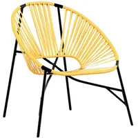 VidaXL Gartenstuhl in Ei-Form Schwarz und Gelb Poly Rattan
