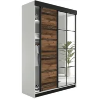 Kier furniture Schiebetürenschrank, Weiß, Dunkelbraun, Holzwerkstoff, 167x205x59 cm, Schlafzimmer,