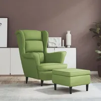 VidaXL Ohrensessel mit Hocker Hellgrün Samt