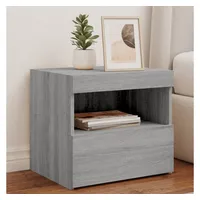 VidaXL Nachttisch Nachttisch mit LED Leuchten Grau Sonoma 50x40x45