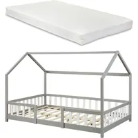 [en.casa] Kinderbett Sisimiut mit Matratze 140x200 cm Hellgrau /